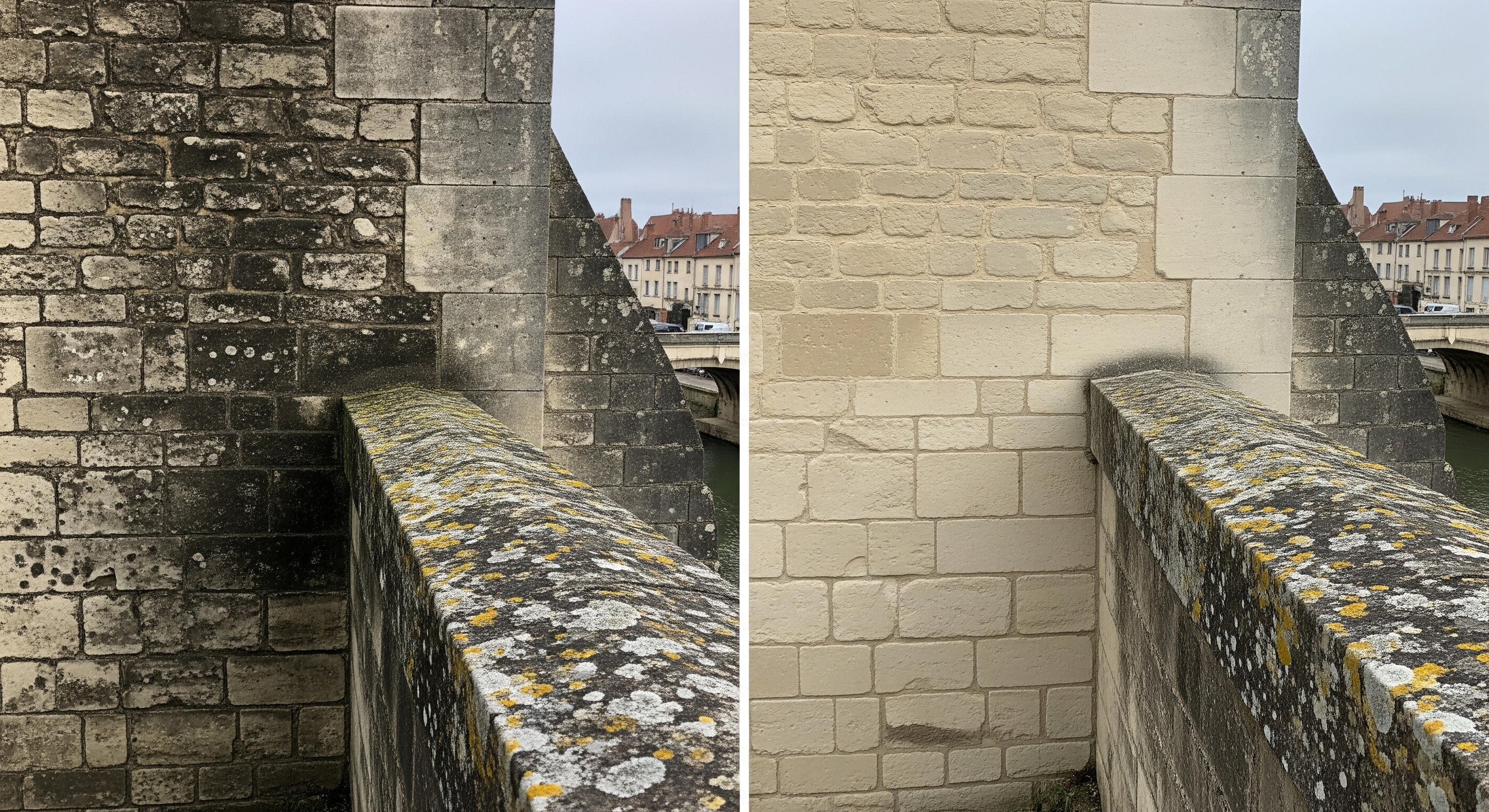 Nettoyage d'un muret en pierre