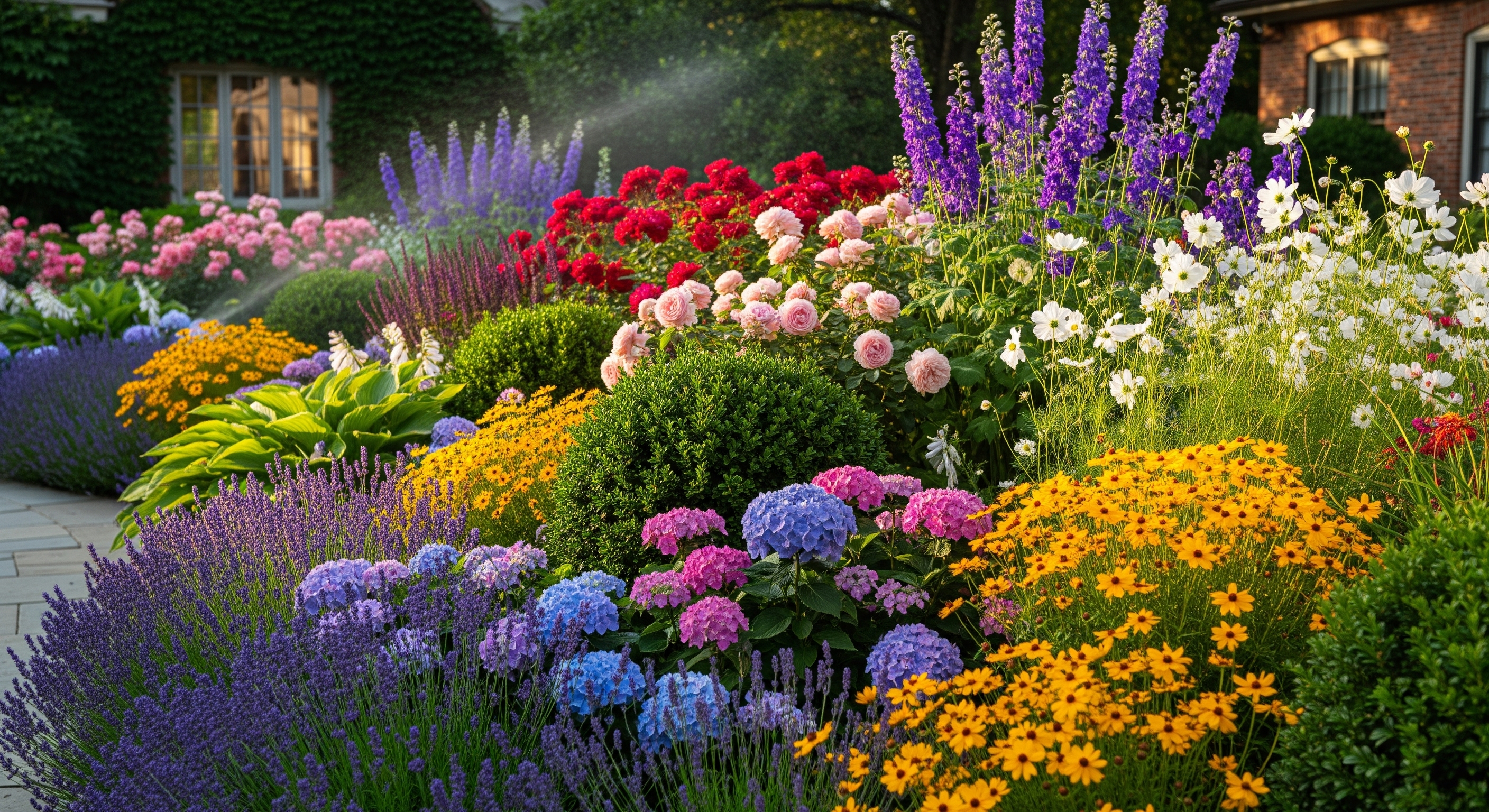 Massif de fleurs coloré et bien structuré